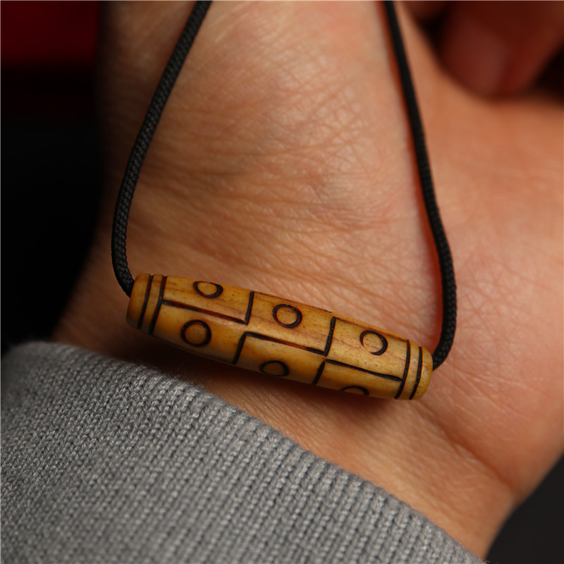 西藏手工牦牛骨雕折线九眼天珠藏式佛珠配饰散珠隔珠顶珠天然灵骨