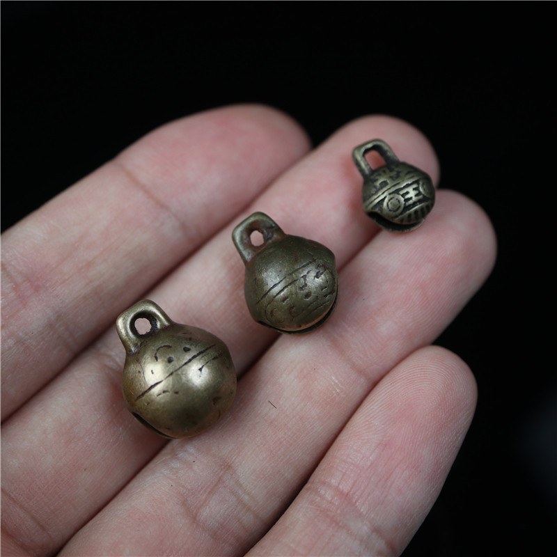 西藏手工纯铜护身铜铃虎头铃铛diy手链钥匙吊坠配手串卡子侧挂坠
