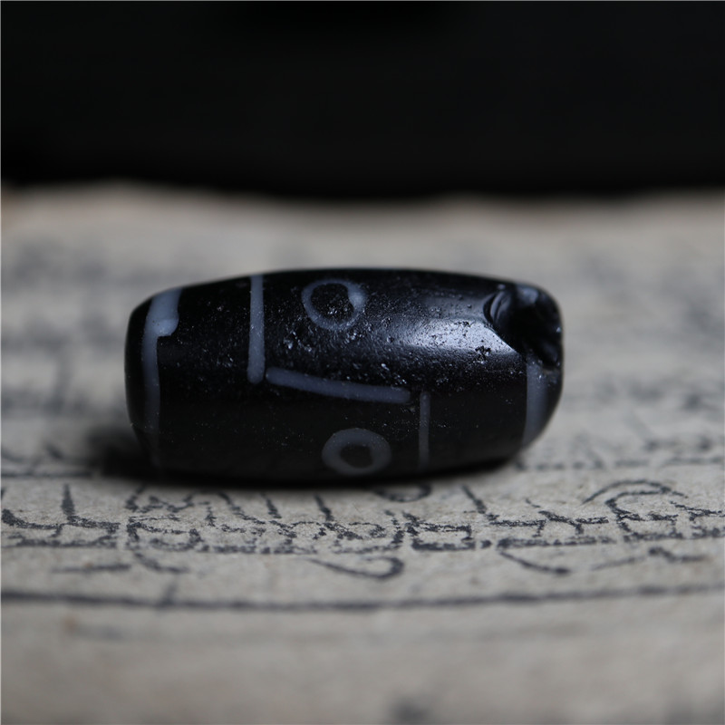 〓老〓包老清代少见藏民手工琉璃料珠折线四眼天珠藏式手串配珠饰