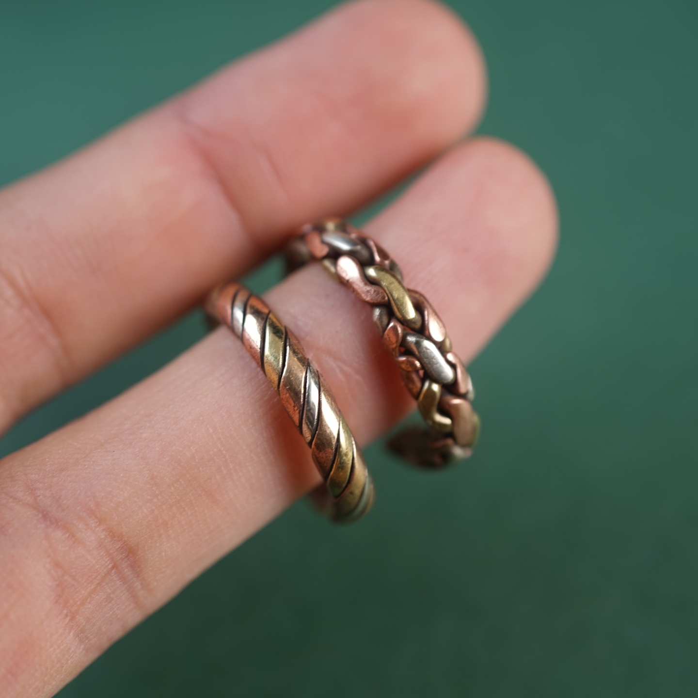 西藏式手工三色铜绞丝戒指环扣开口戒圈戒环手饰品配饰配件纯铜