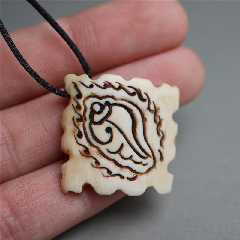 精工西藏手工雕刻吉祥八宝海螺吊坠项坠猛犸象牙雕挂件藏式脖挂坠
