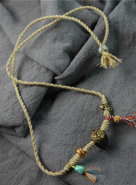 原创手编西藏式手工娘拉擦擦项坠脖挂可调节松紧锁骨链项链