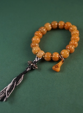 西藏传原创搭配地方玉单圈手串文玩编绳手持盘玩男女款手雕侧挂