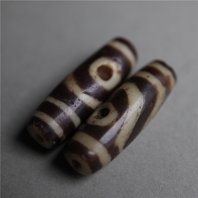 〓包老〓精品打对西藏手工无铅镶嵌版老料器如意两眼天珠散配珠链