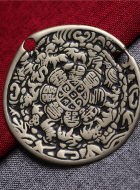 包老精品明代西藏传老九宫八卦牌吊坠豪雄平版佛牌吊坠藏式腰挂