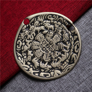 包老精品明代西藏传老九宫八卦牌吊坠豪雄平版佛牌吊坠藏式腰挂
