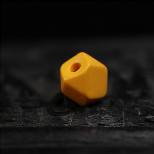 黄料配珠西藏手工10mm黄色料器散珠文玩隔珠腰珠多面体棱形珠子