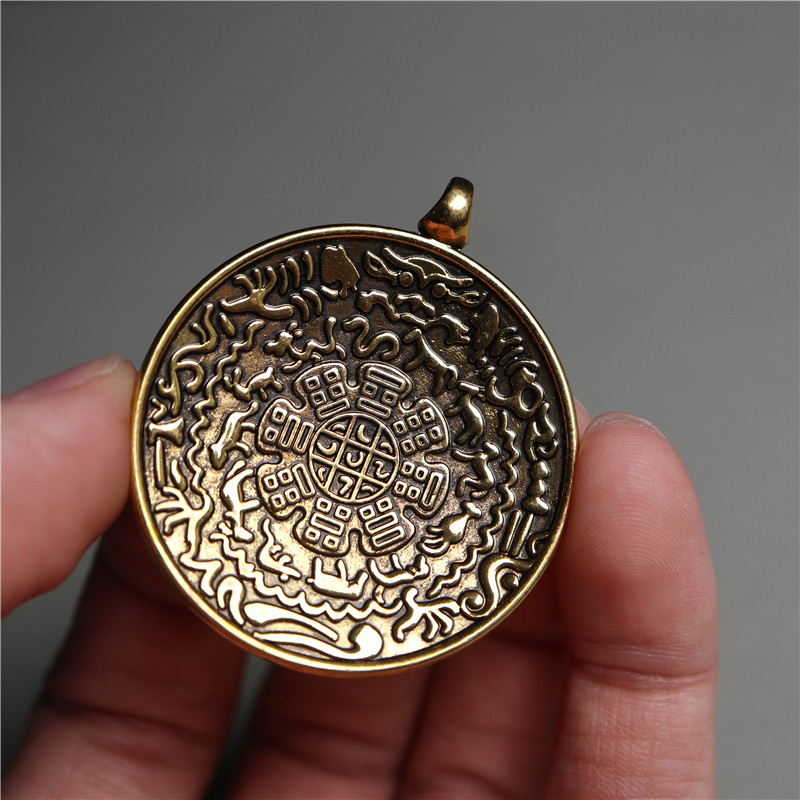 特价西藏式九宫牌护身文玩小吊坠支巴扎神兽藏饰品项坠包随身腰挂