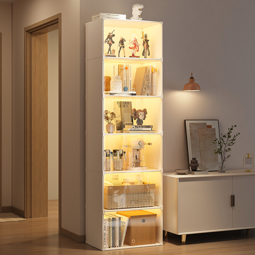 置物架家用书架简易落地收纳靠墙储物柜子卧室客厅多层展示小书柜