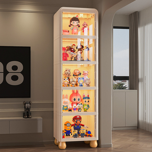 带灯手办展示柜玩具积木盲盒收纳适用乐高痛柜亚透明克力模型架子