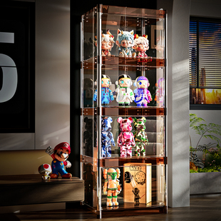 不锈钢手办展示柜盲盒亚透明克力适用乐高收纳盒娃娃玩具置物架子