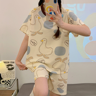 夏天睡衣女夏2026新款纯棉短袖短裤初中生大童女童家居服女款套装