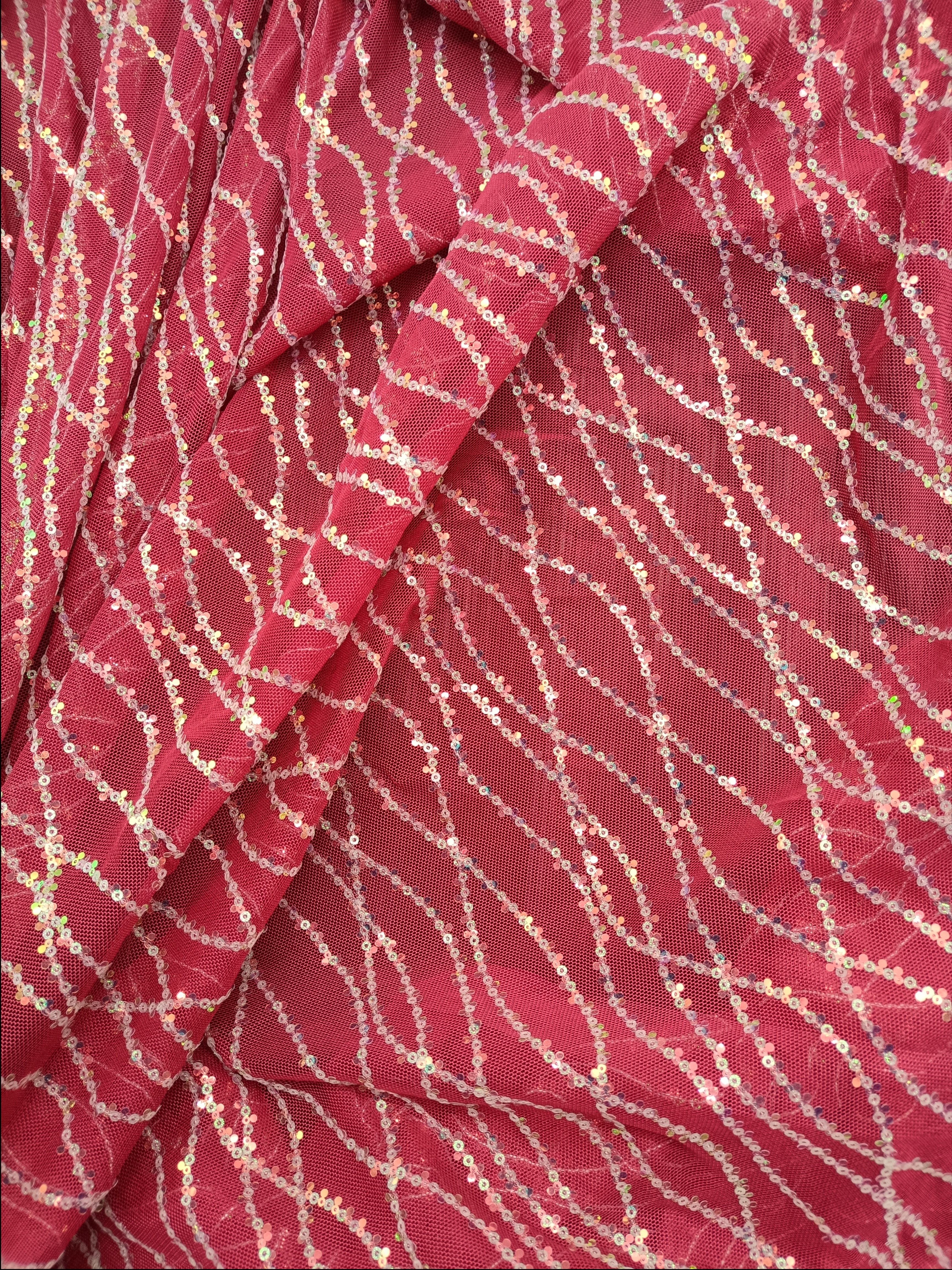 亮片葫芦片弹性网纱亮片民族风绣花ins风布料花边连衣裙服装面料