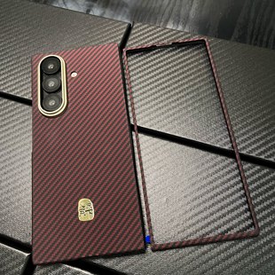 适用三星ZFold7真碳纤维Fold6手机壳凯夫拉超薄防摔单前壳简约金属镜框高档心系天下前后壳轻奢