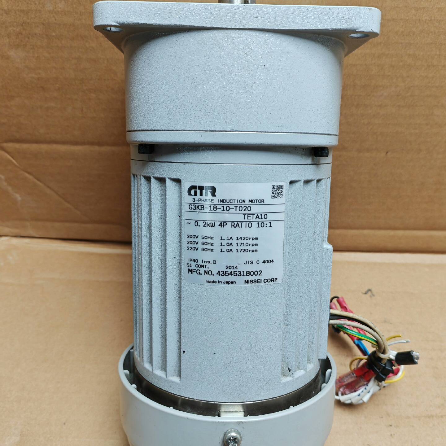 议价-日本GTR立式减速电机G3KB-18-10-T020 0.2