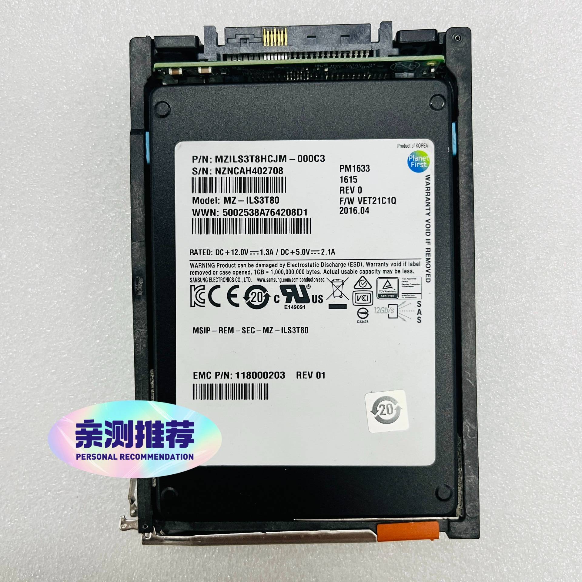 议价-Samsung/三星 EMC 3.84T SAS SSD 1