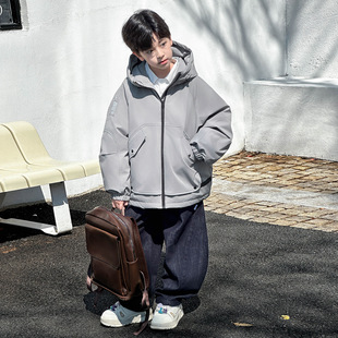 熊猫圆圆90白鸭绒男童安心绒羽绒服高充绒儿童冬季加厚工装外套