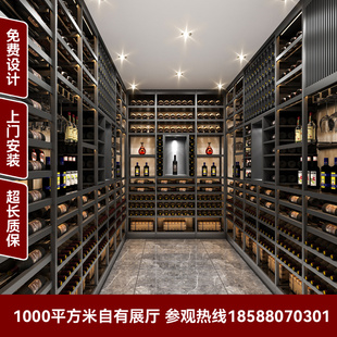 不锈钢恒温酒柜玫瑰金装 饰红酒架别墅酒庄会所KTV酒店展示柜定制