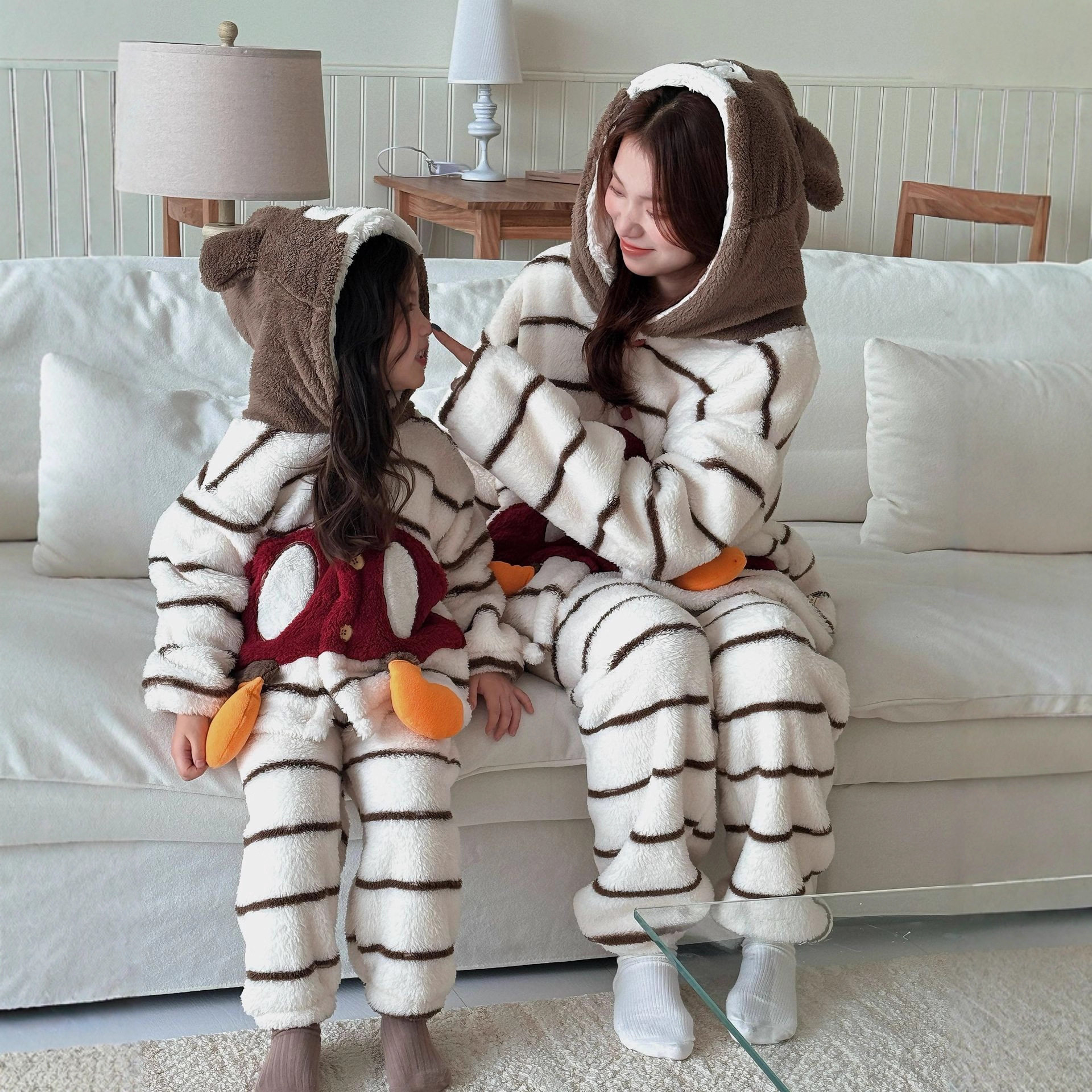 毛茸茸设计感卡通老鼠珊瑚绒睡袍女2025新款秋冬季加绒加厚