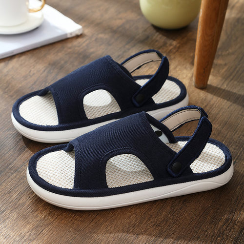 亚麻拖鞋男女士夏季透气吸汗防滑