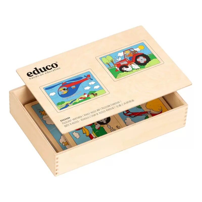 交通工具拼图盒荷兰火车飞机工程车轮船公交车直升机摩托车10合