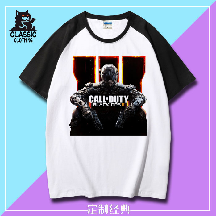 使命召唤12 黑色行动3游戏 短袖T恤潮流棉夏宽松男女简约运动圆领