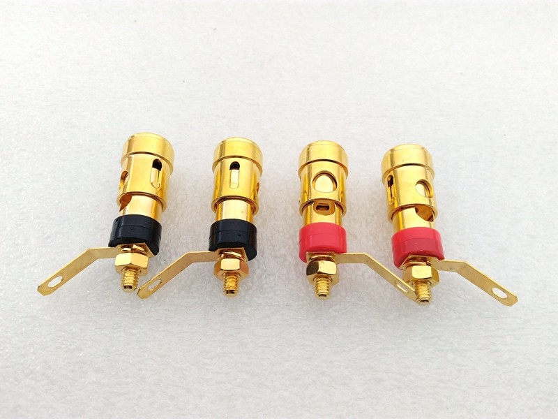 镀金按式弹簧接线柱 自锁快速插座 音箱功放 大号 按压式接线柱
