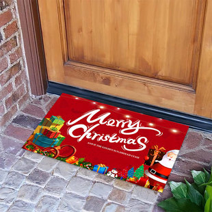 2025亚马逊圣诞节日地垫防滑垫冬季圣诞老人门口入户地垫玄关脚垫