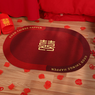 饰红色喜字门垫地毯结 结婚地垫喜庆入户门门口脚垫婚房布置新房装