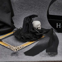 Original Lolita Gothic, dark, versatile Halloween flat hat, Witch, top hat, headwear and hair accessory thumbnail 8