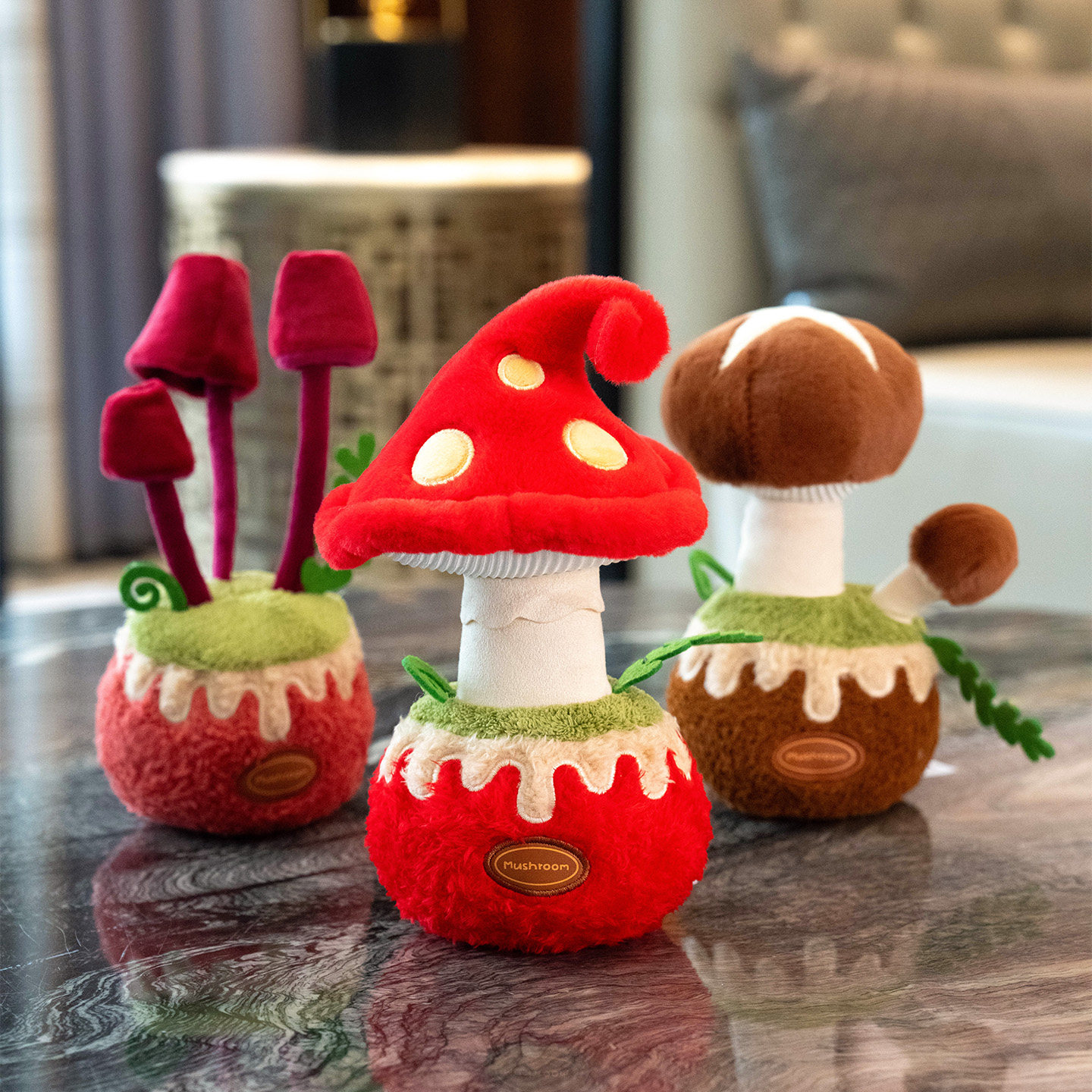 可爱小蘑菇盆栽玩偶红伞伞公仔香菇毛绒玩具装饰娃娃抱枕生日礼物