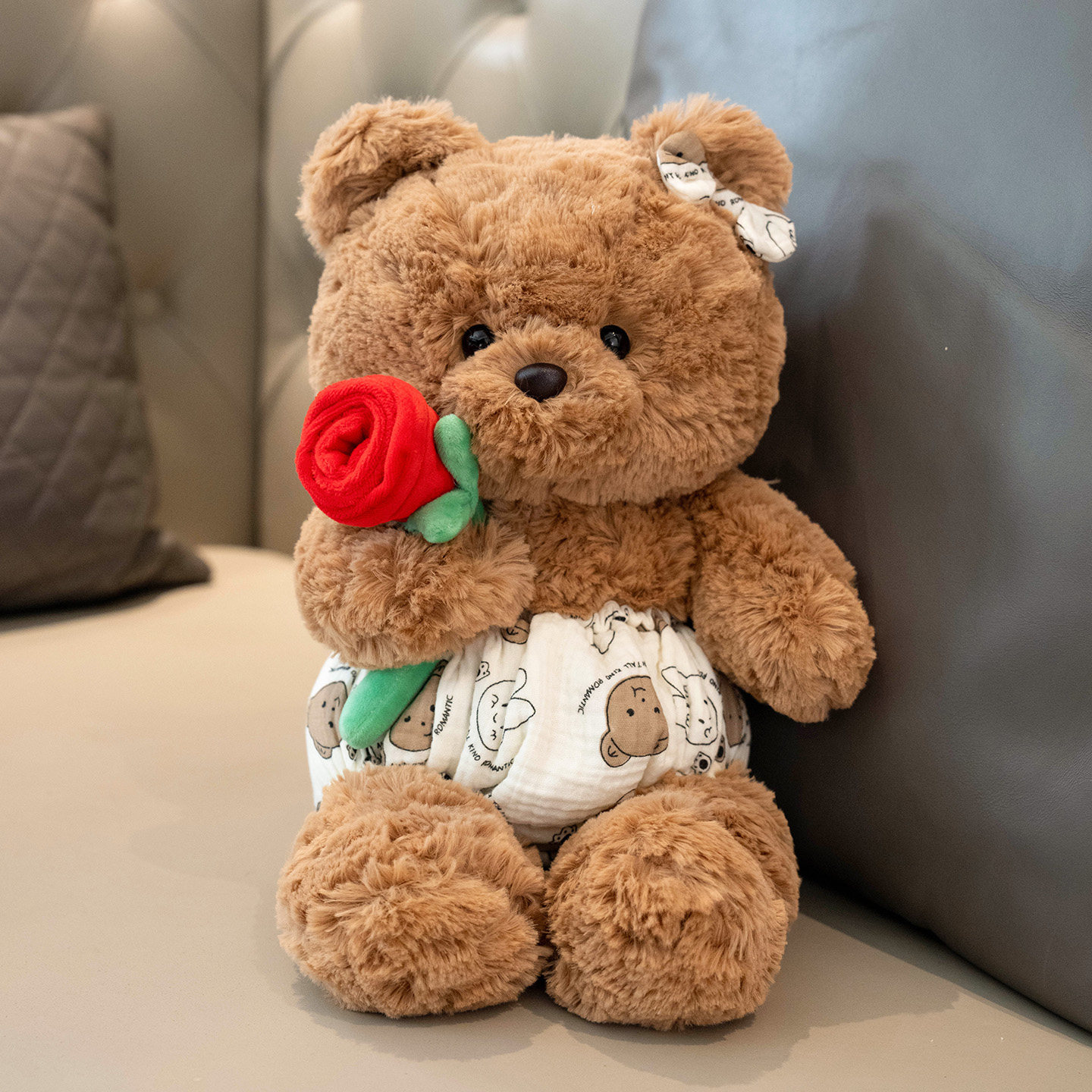 可爱玫瑰花小熊公仔泰迪熊玩偶睡觉抱娃娃毛绒玩具女生情人节礼物