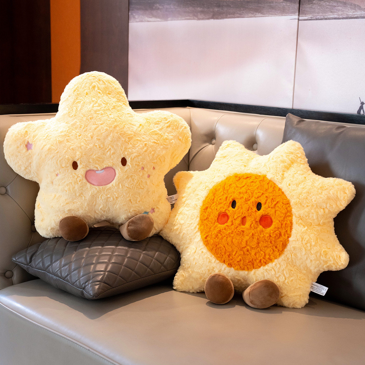 可爱太阳月亮抱枕云朵彩虹玩偶靠垫毛绒玩具娃娃儿童女生生日礼物