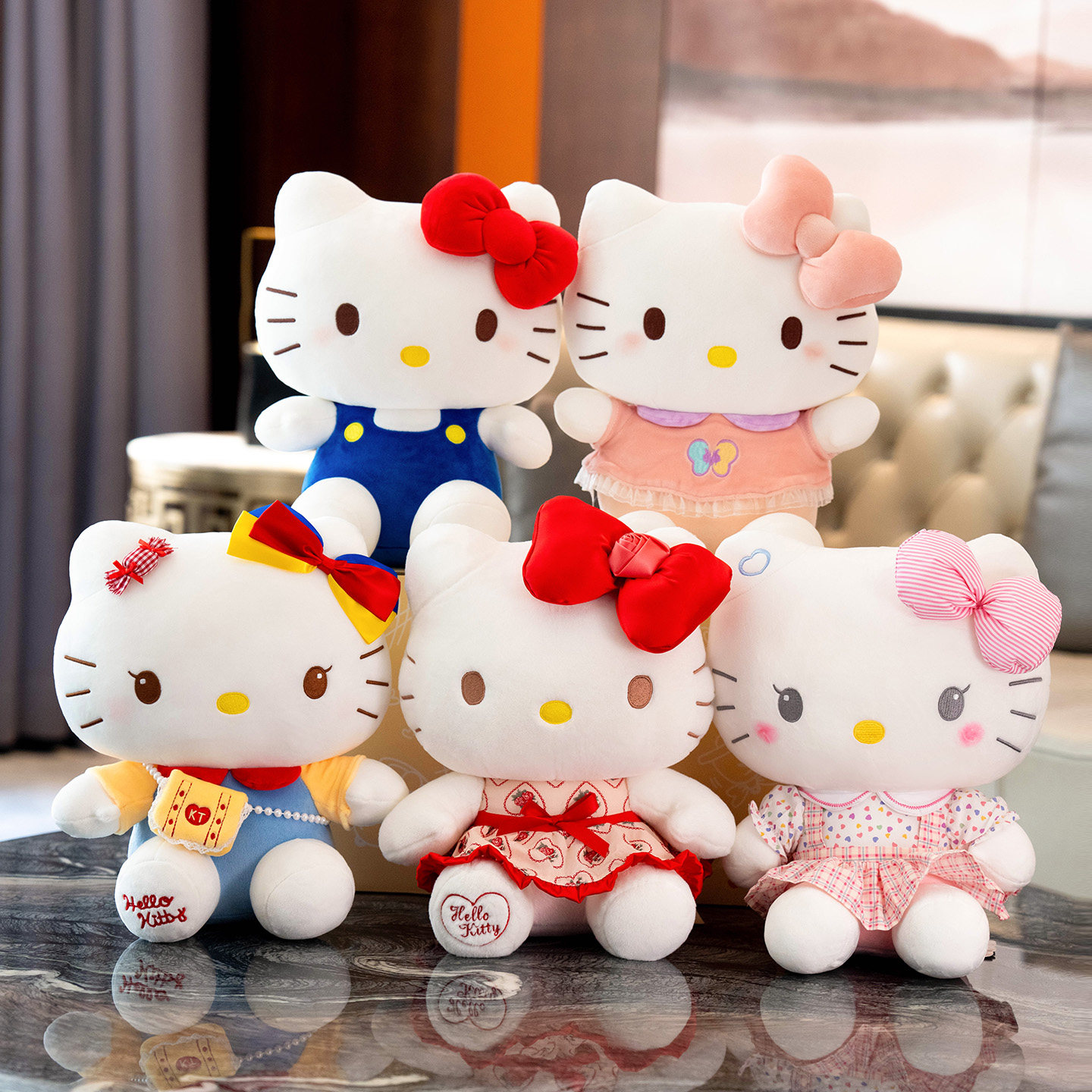 正版Hellokitty玩偶凯蒂猫毛绒玩具女生KT猫抱睡公仔娃娃生日礼物