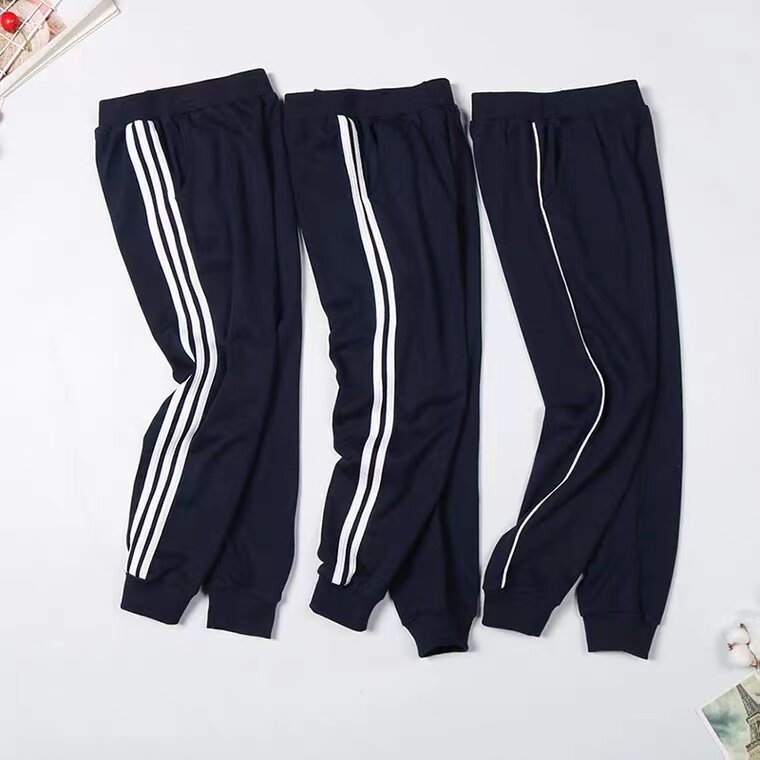 儿童藏蓝色校服裤子小学生一条两道杠深蓝女童藏青男童运动裤春秋