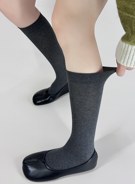 灰色系小腿袜秋冬新品袜子女简约基础百搭女生韩系高级灰ins潮袜