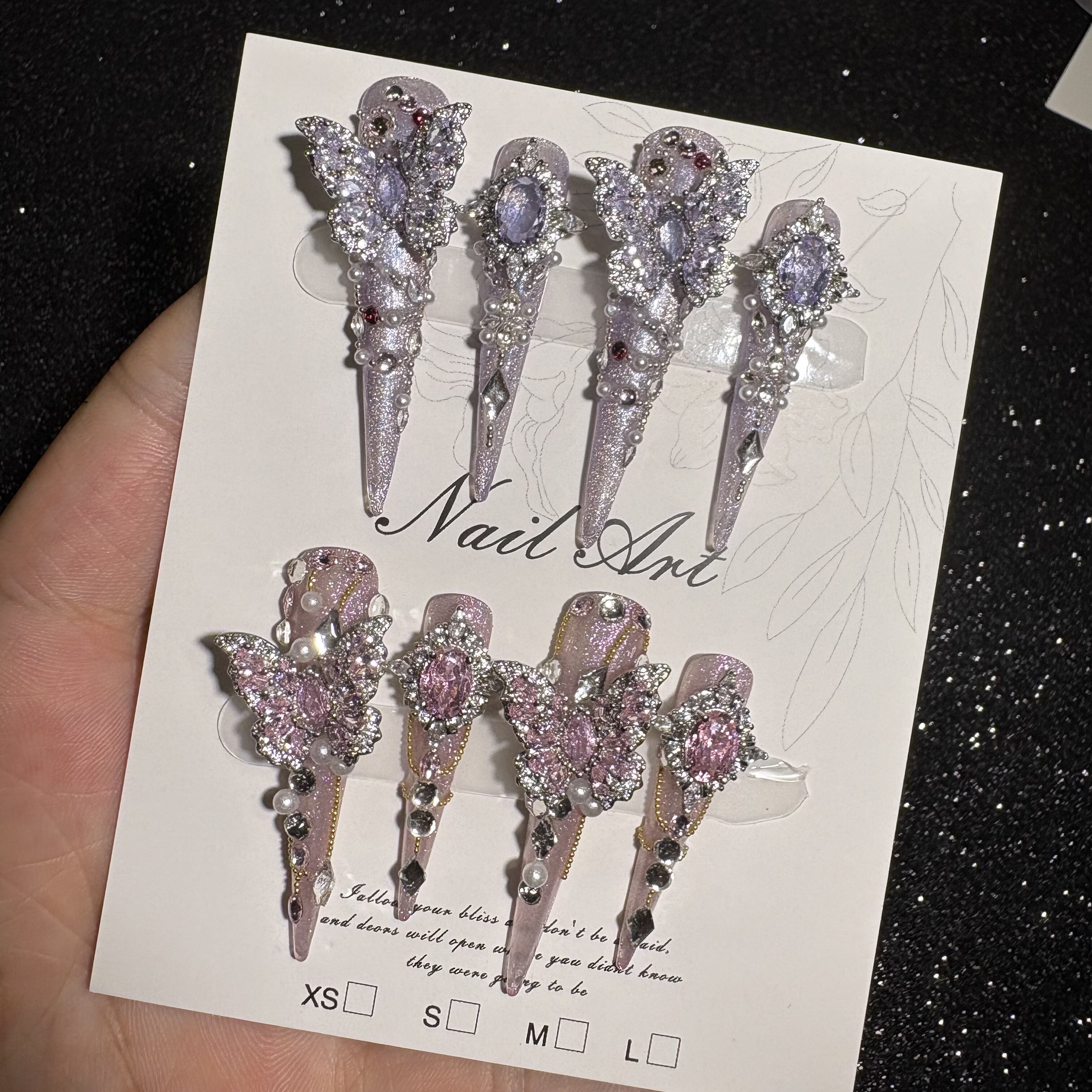 庄周梦蝶 立体爆闪锆石蝴蝶穿戴甲长款嬛嬛护甲粉嫩温柔美甲,彩妆/香水/美妆工具,穿戴甲/甲片,淘宝优惠券,粉丝福利购,淘宝优惠卷