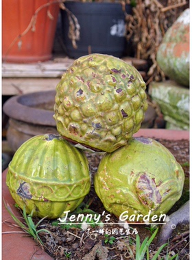 美式庭院红陶花球装饰摆件 花园陶土上釉饰品 欧式桌面摆件 小品