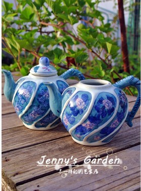 美式花园茶壶摆件 装饰布景茶壶 庭院桌面摆件 杂货架茶具装饰