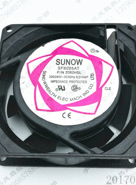 原装 SUNON SF8025AT 2082HSL AC220/240V 0.07A 2线 机柜 风扇