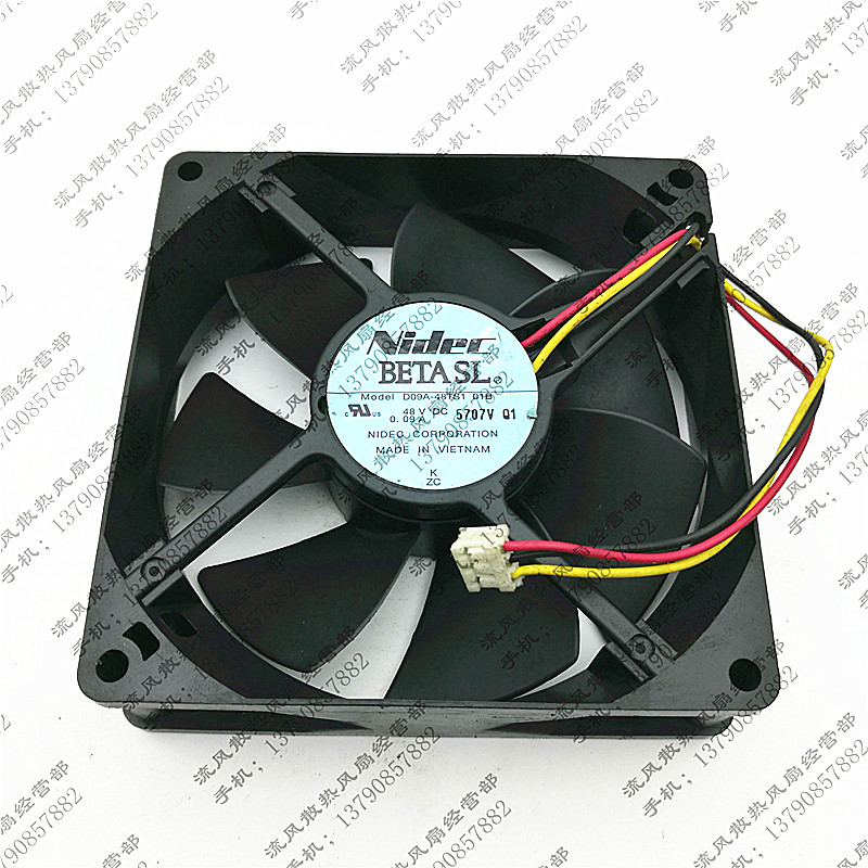 原装NIDEC D09A-48TS1 01B 48V 0.09A 9025 3线 双滚静音珠风扇