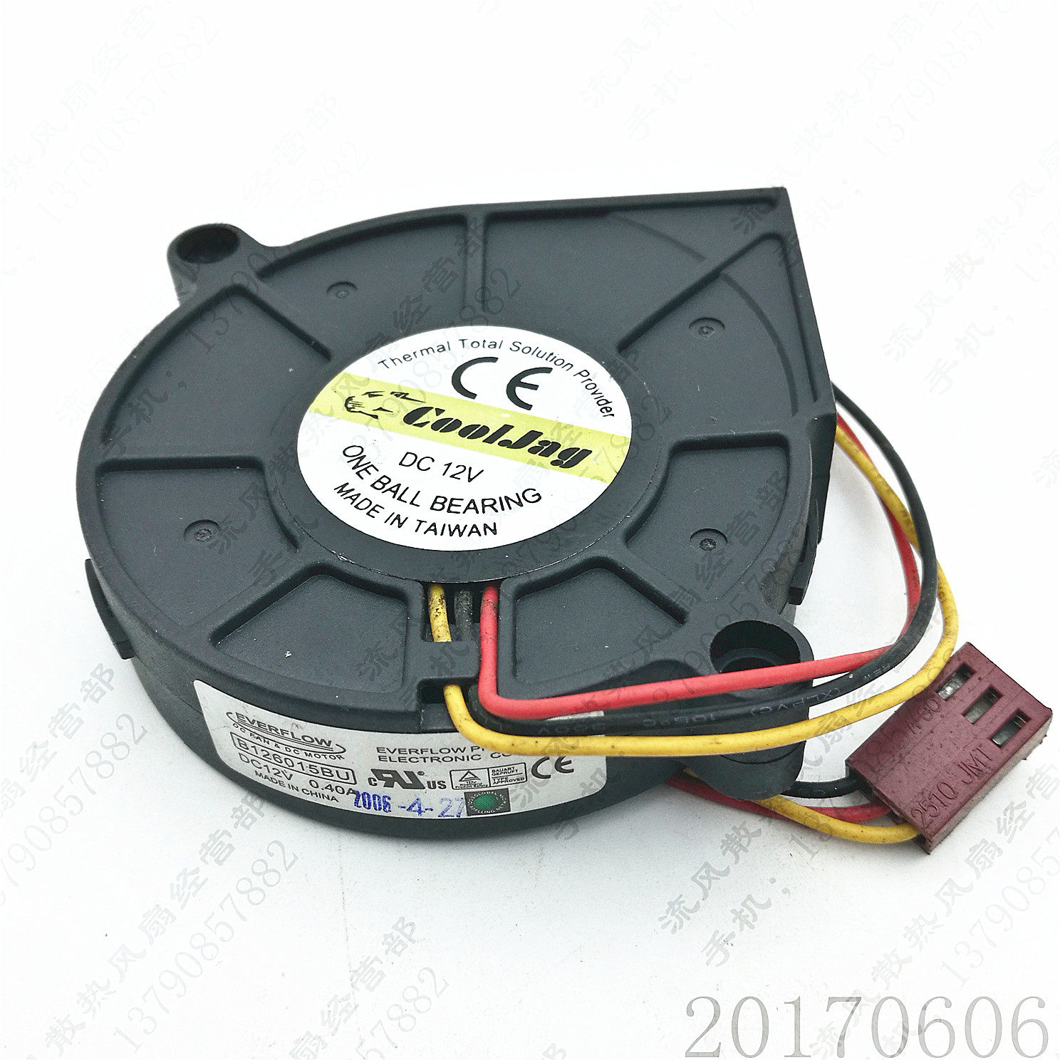 台湾鑫贺EVERFLOW 6CM 6015涡轮风扇1U服务器 B126015BU 12V 0.4A