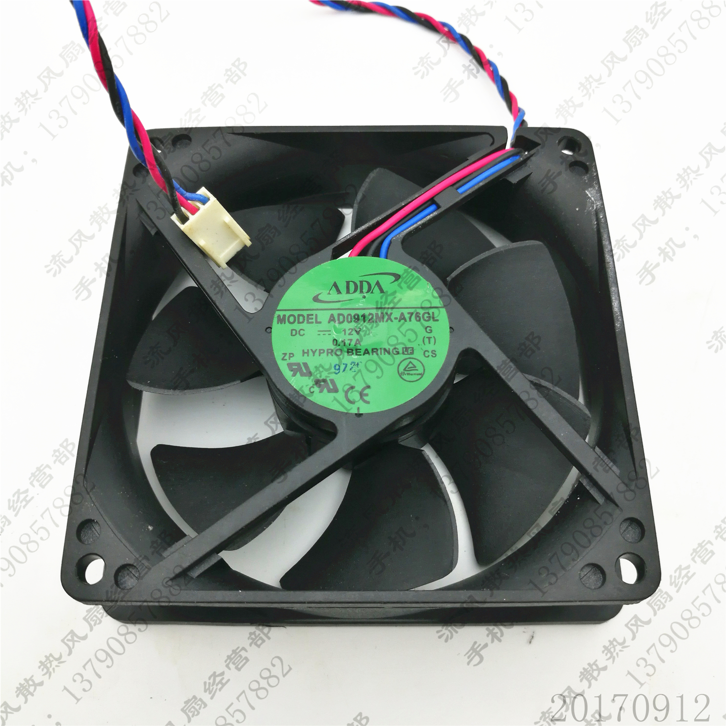 原装 ADDA AD0912MX-A76GL 9025 9CM 12V 0.17A 3线 电源散热风扇
