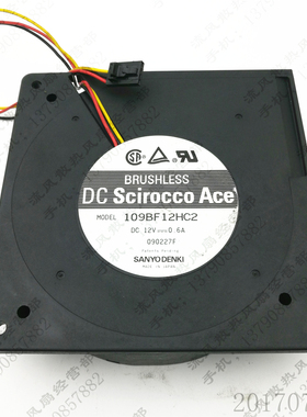 三洋 109BF12HC2 12V 0.6A 12032 12CM 汽车坐垫 鼓风机散热风扇