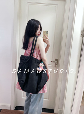 DAMAOSTUDIO潮opening自制同款牛仔大容量托特帆布包单肩手提女包