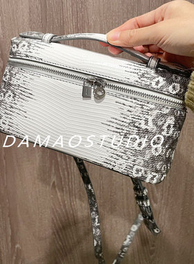 Damaostudio银色真皮LP19手提包gigi同款牛皮饭盒包单肩斜挎包包