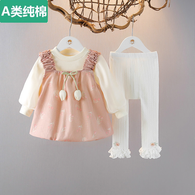 全棉1岁儿童秋装衣服婴儿宝宝洋气a类公主女童长袖婴幼儿春季分体