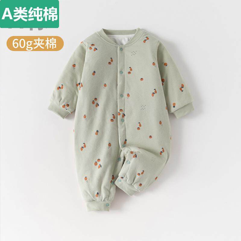 全纯棉婴儿夹棉连体衣秋冬棉服薄棉新生儿宝宝冬季外穿棉服保暖哈