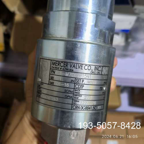 议价Mercer 91-M7C61P1541安全阀详谈