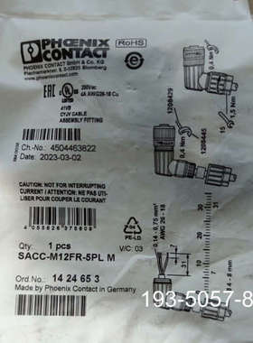 连接器1424653SACC-M12FR-5PL详谈报价